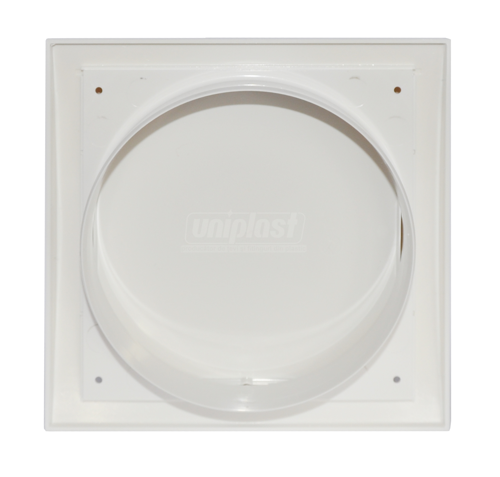 Grila plastic exterior cu supapa 190 x 190 mm cu flansa D.125 (alba) ND12FV  EUROPLAST