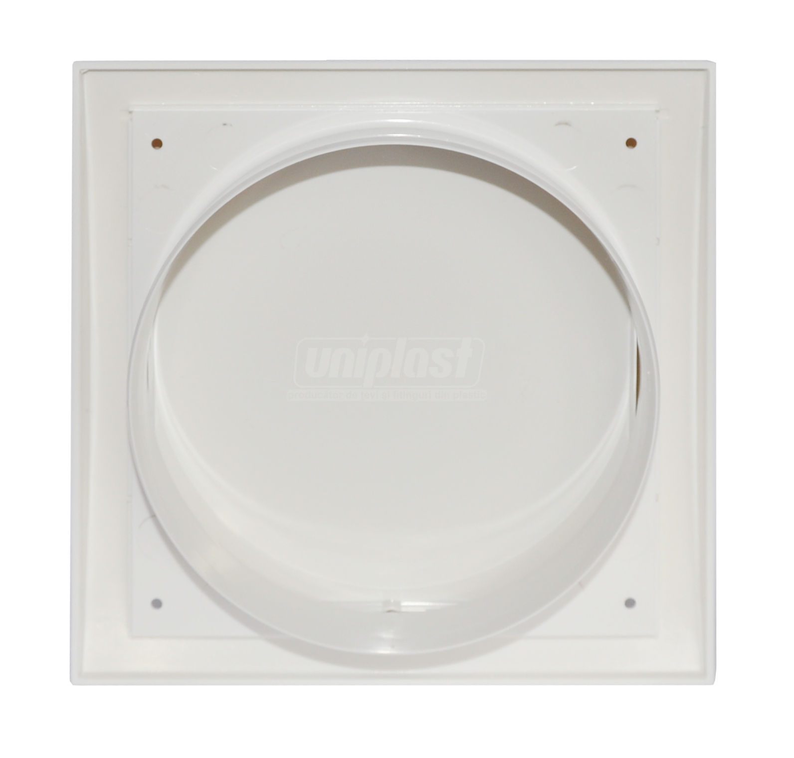 Grila plastic exterior cu supapa 190 x 190 mm cu flansa D.150 (alba) ND15FV  EUROPLAST