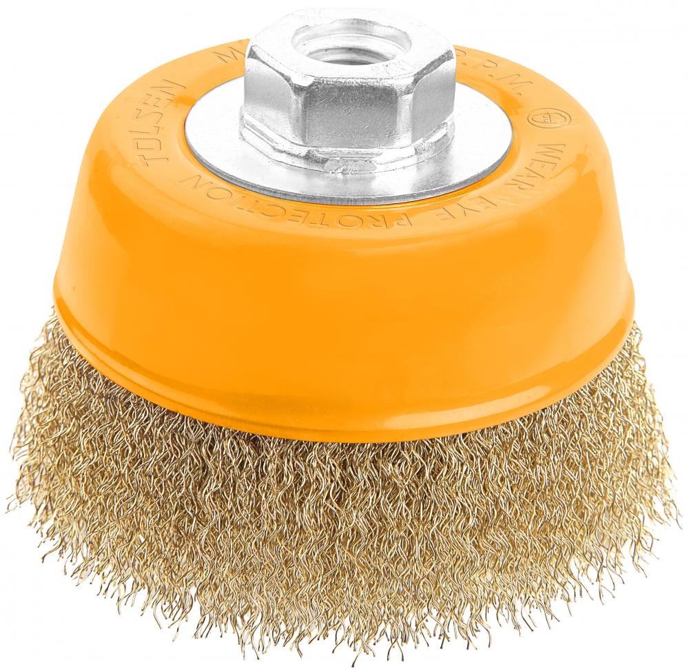 Perie rotunda de otel 100 mm cu piulita M14x2 Industrial  TOLSEN