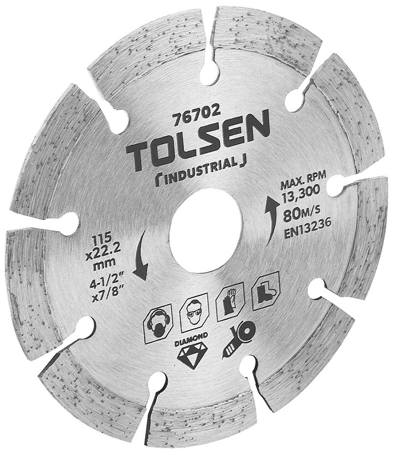 Disc diamantat cu segmente pentru beton 115 x 22.2 mm 4-1/2"x7/8"  TOLSEN