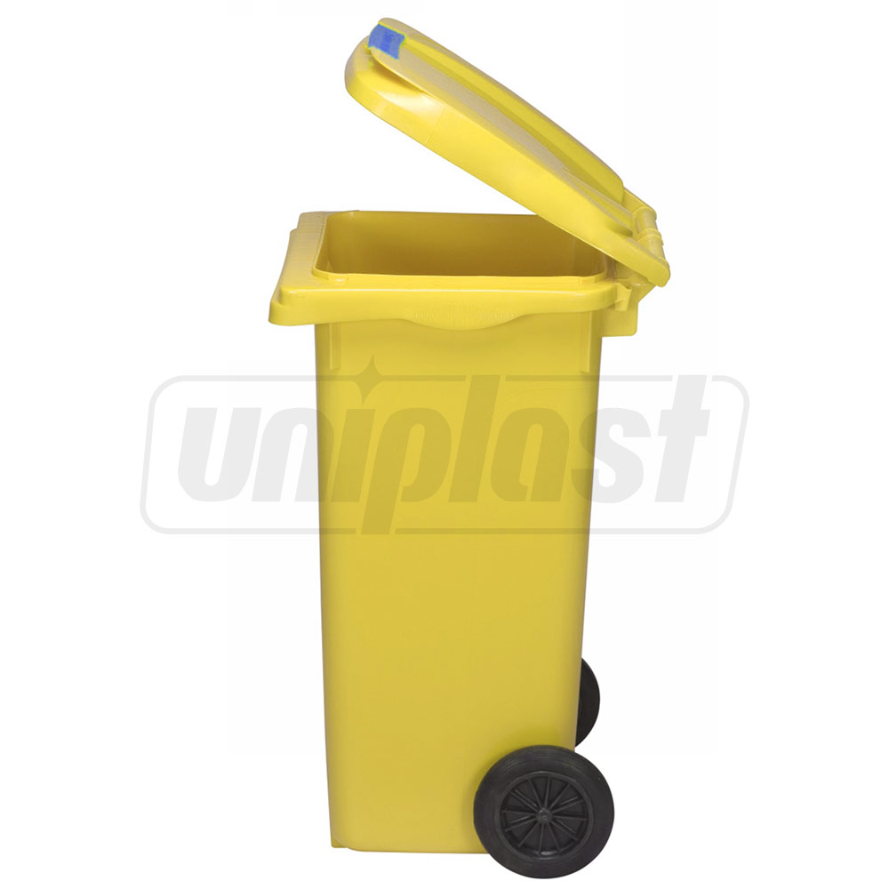 Cos pentru transportarea deseurilor 120 L pe roti (galben) UNI