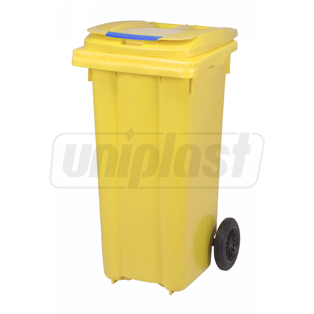 Cos pentru transportarea deseurilor 120 L pe roti (galben) UNI