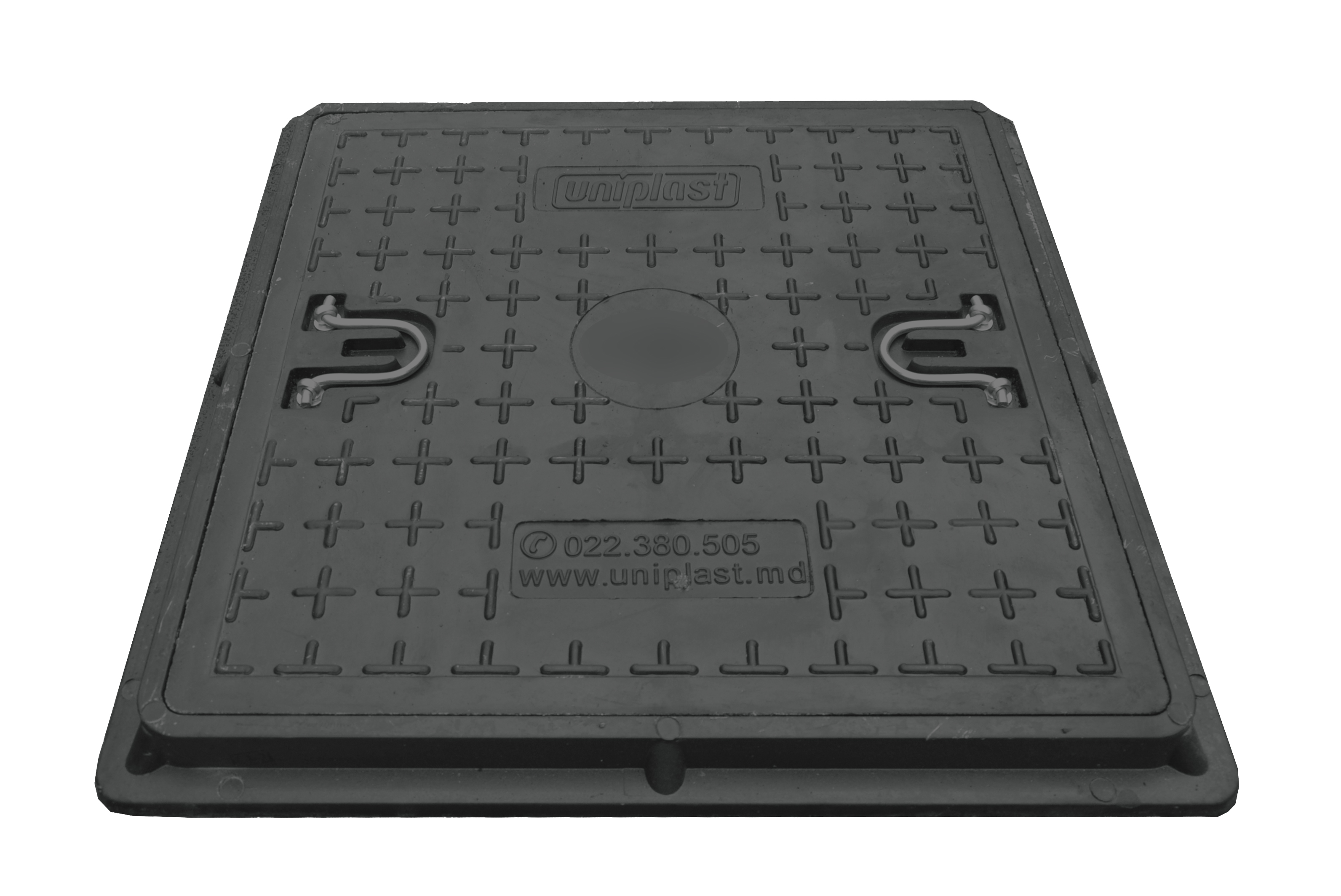 Capac canalizare compozit patrat 600x600 mm / 20 kN (2 t) (negru) (700x55 mm, 28 kg)