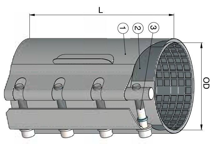 Хомут ремонтный D.165-175 PN16 L=300 мм (однополосный)  WATO