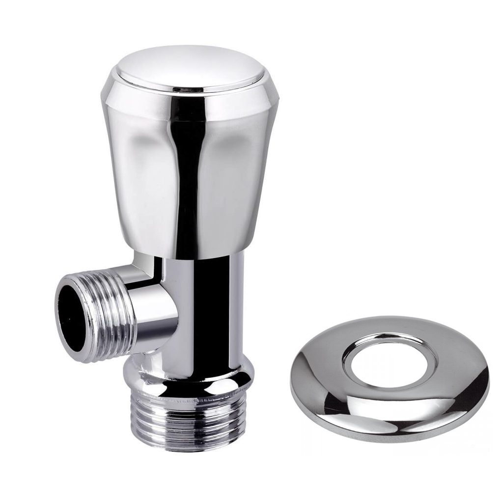 Кран угловой вентильный D. 1/2" x 1/2" П/П "Prizma" + отражатель (маховик хромированный) 9211309  KAS
