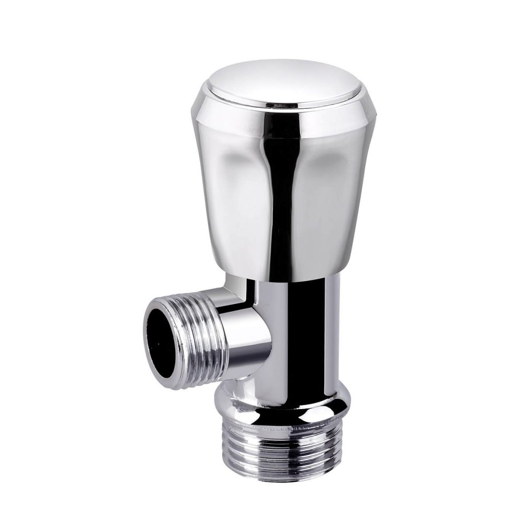 Кран угловой вентильный D. 1/2" x 1/2" П/П "Prizma" + отражатель (маховик хромированный) 9211309  KAS