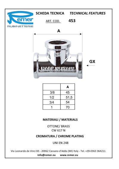Teu D.  1/2" FI cromat Art. 453  REMER