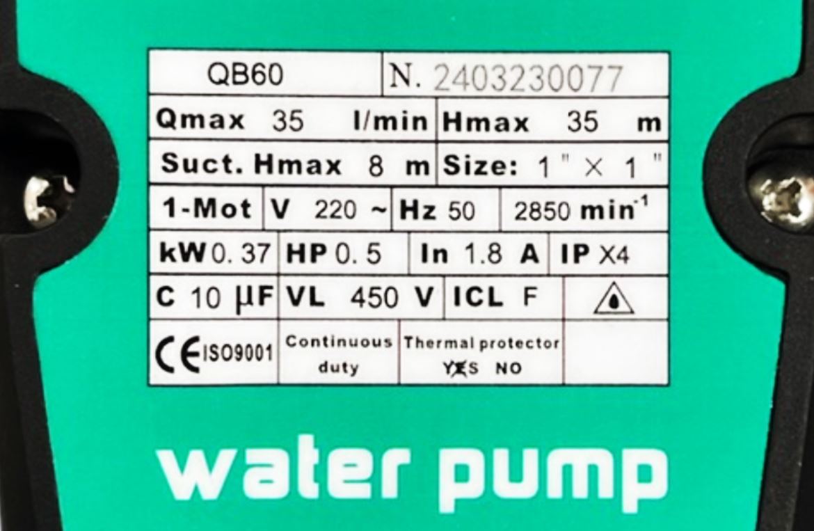 Насос для гидрофора H=8 м 0.37 kW QB60 (42475)  TAIFU