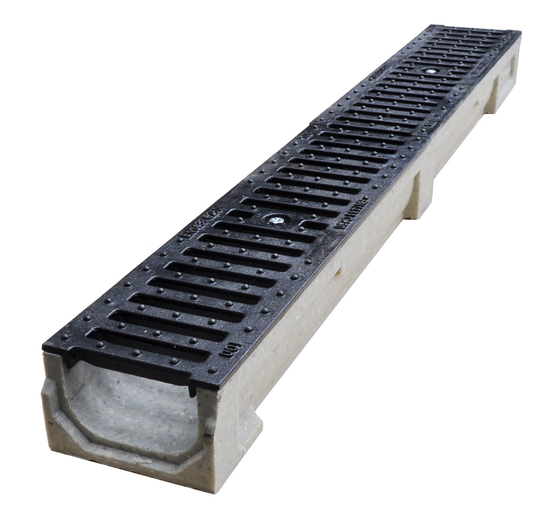 Gratar fonta canalizare (2 buc.) cu rigola beton 1000x130x80 mm EN124 C250