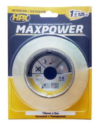 Banda dublu (transparenta) 19 mm x 5 m Maxpower