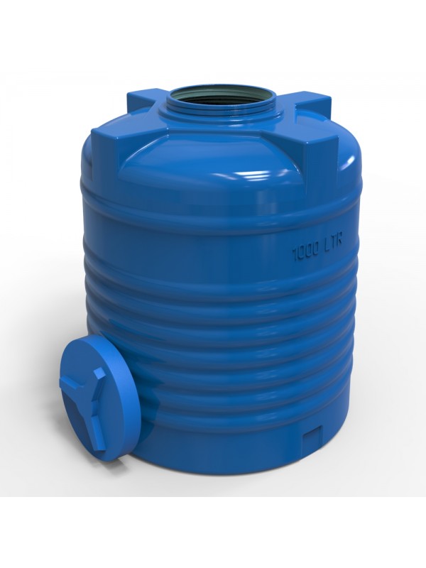 Rezervor apa 1000 L vertical, oval (albastru) cu stut D. 1/2", fortat 110x130 cm (112x132 cm)