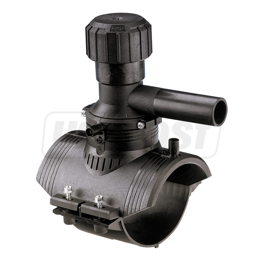 Седловой тройник e/f D.125 x 63 Duo-Bloc PE100 SDR11  +GF+