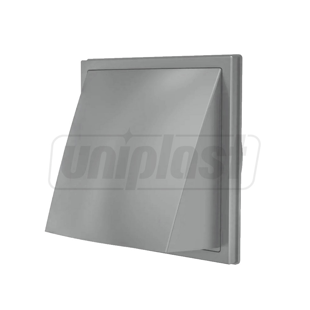 Grila plastic exterior cu supapa 190 x 190 mm cu flansa D.125 (gri) ND12FVP  EUROPLAST