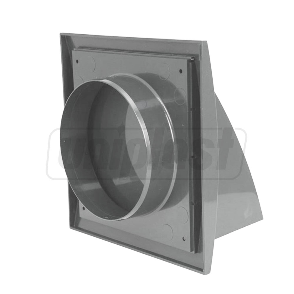 Grila plastic exterior cu supapa 190 x 190 mm cu flansa D.125 (gri) ND12FVP  EUROPLAST