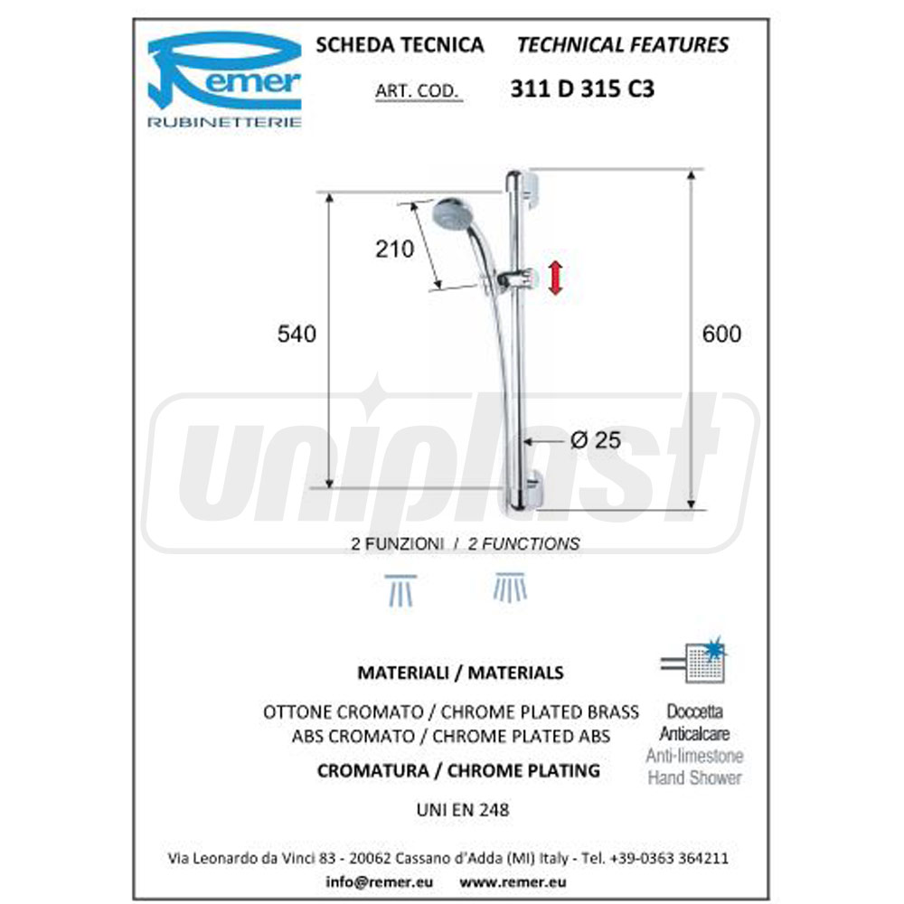 Душевая стойка 311D315C3  REMER