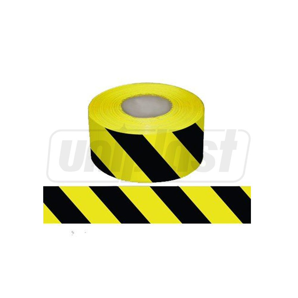 Banda avertizare adeziv galben-negru (48 mm x 22,75 m) 33281