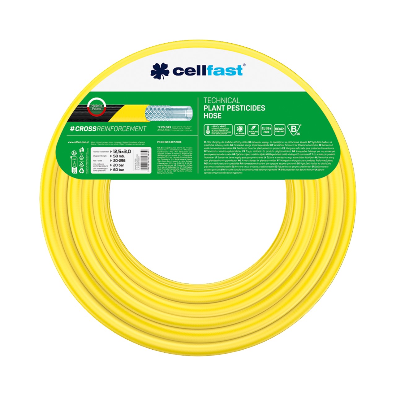 Furtun ranforsat tehnic pentru pesticide D. 12.5x3, −10/+60°C, PN20 20-296  CELLFAST