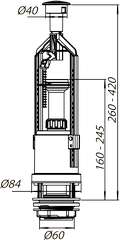 Mecanism de scurgere pentru WC cu buton STOP AC-04  SOLOPLAST