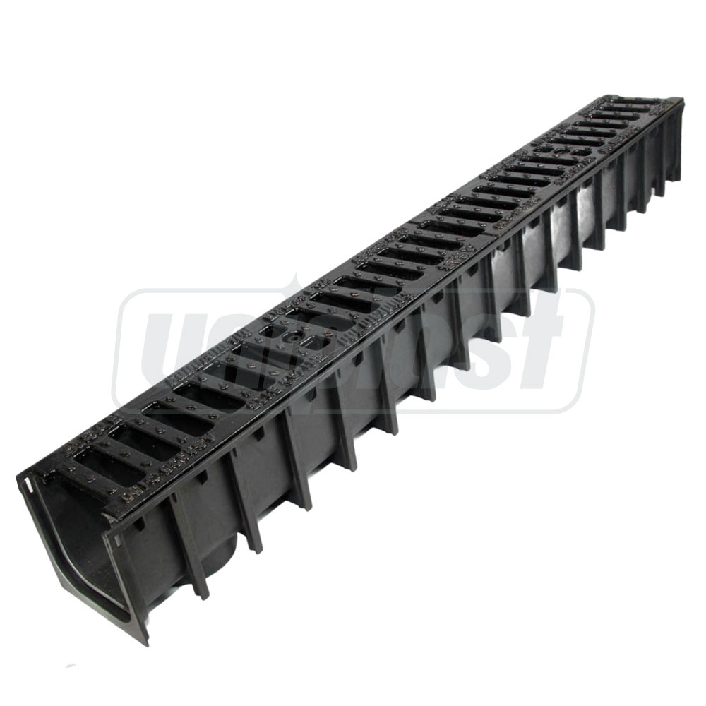 Rigola canalizare PP cu grila din fonta B125 1000x100x100 mm  SAB
