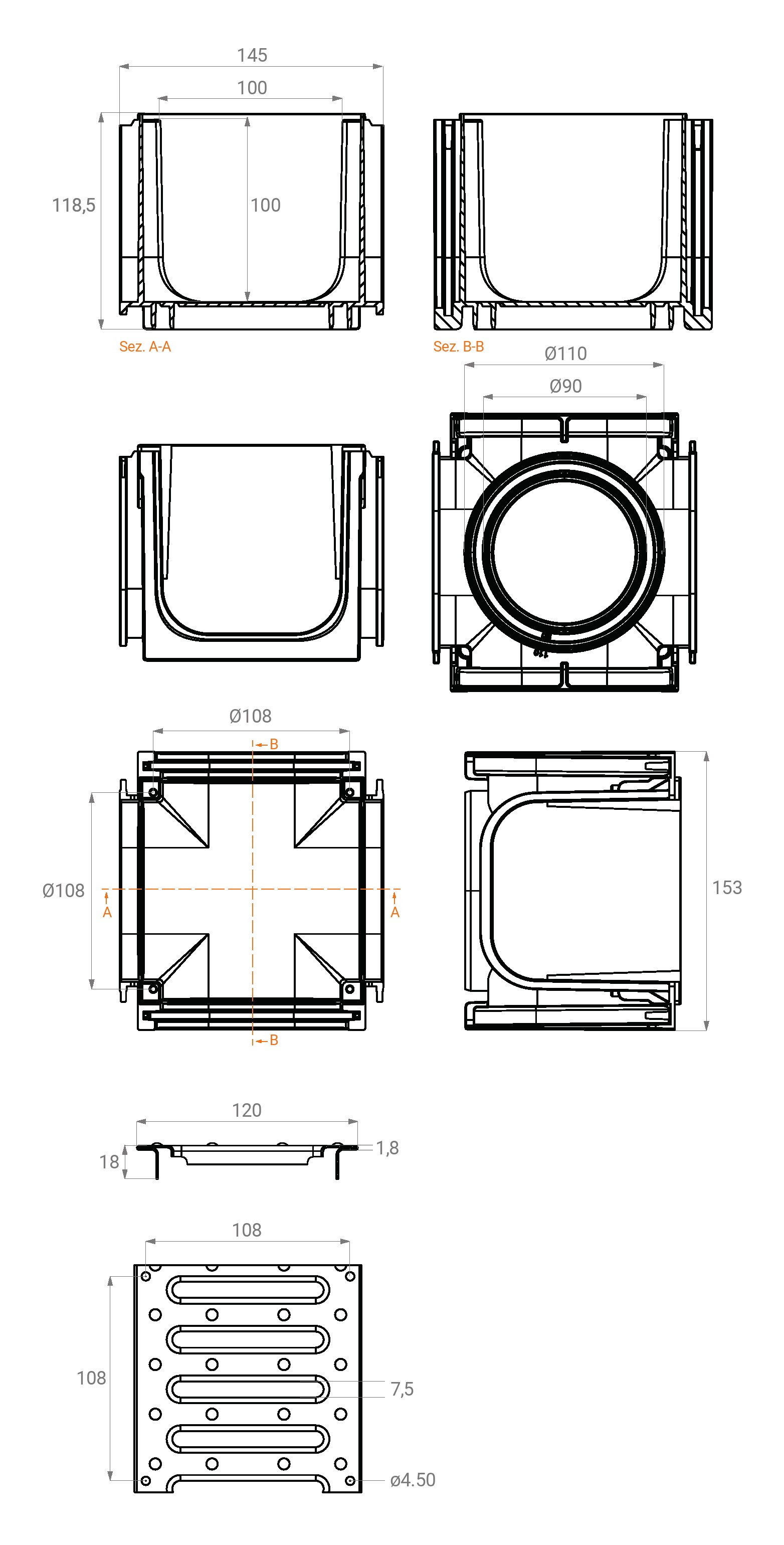 Mufa 4 parti 100/100 mm A15  SAB