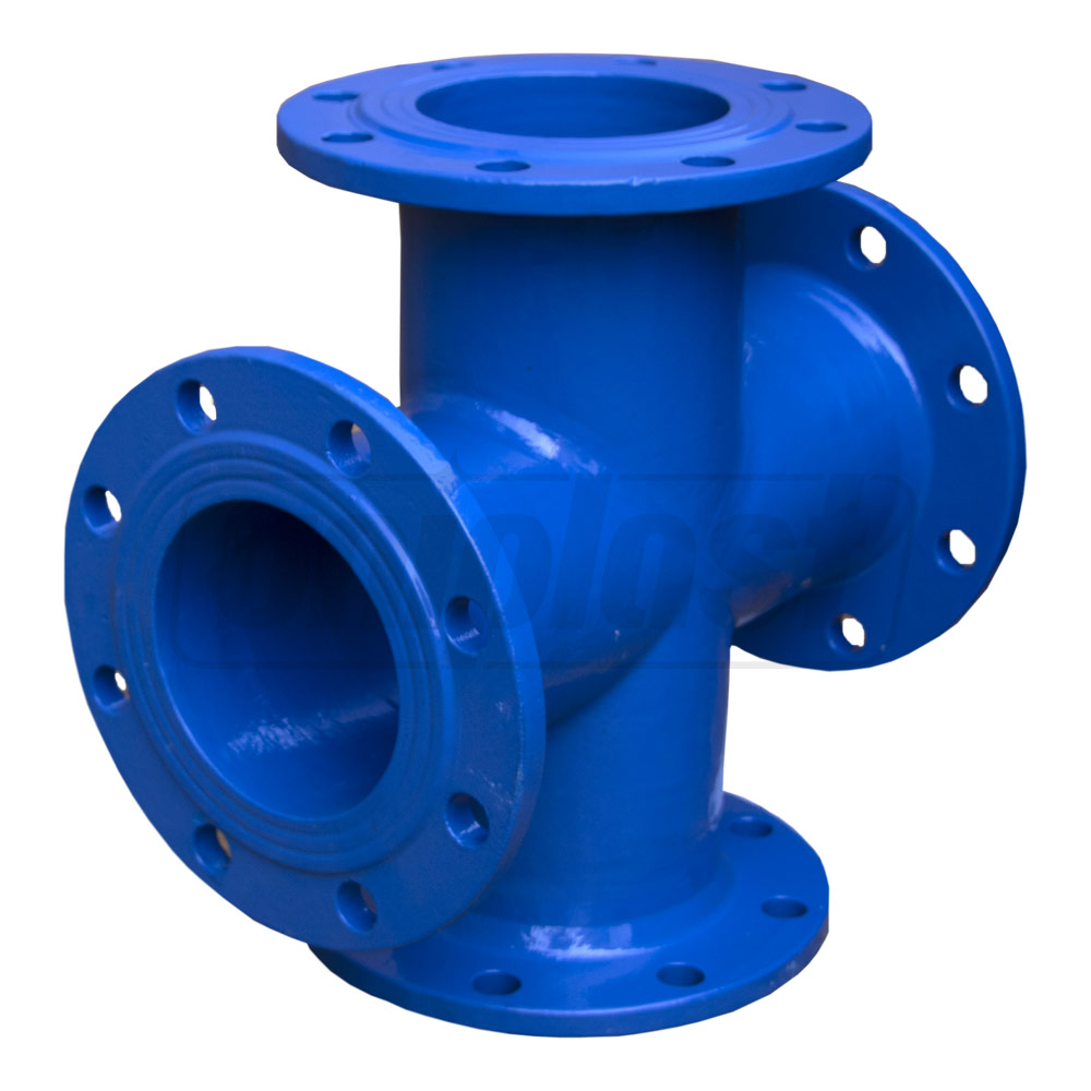Cruce fonta cu flansa D. 80 DIN PN10 L=330/330 mm (8/8 gauri) FBE