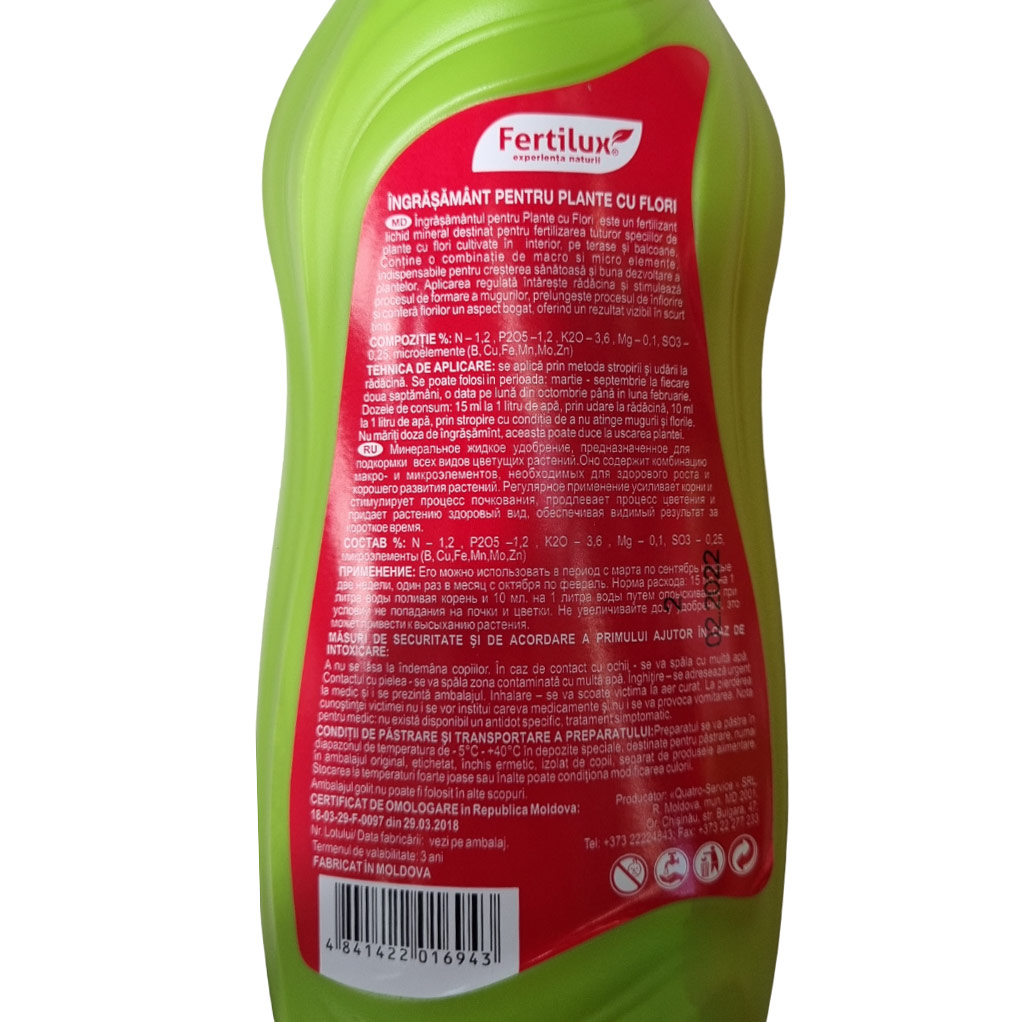 Ingrasaminte minerale pentru plante cu flori 0.5 L  FERTILUX