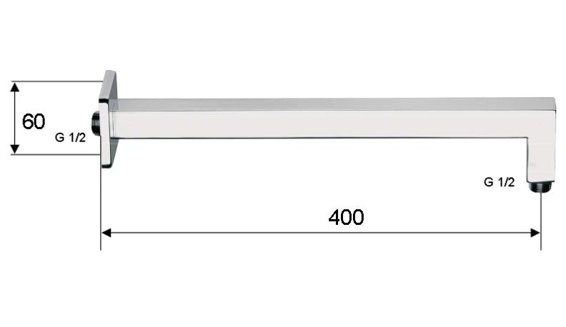 Кронштейн для душевой головки L=40 см квадрат Art. 348S40  REMER