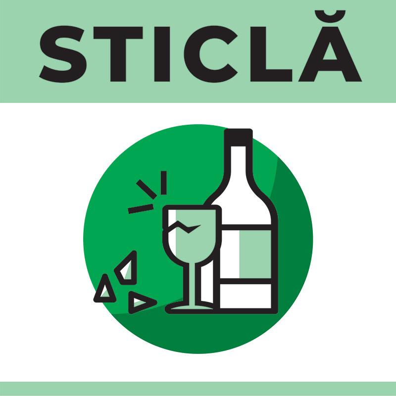 Stickere colectare selectiva a deseurilor "STICLA" (160 x 160 mm)