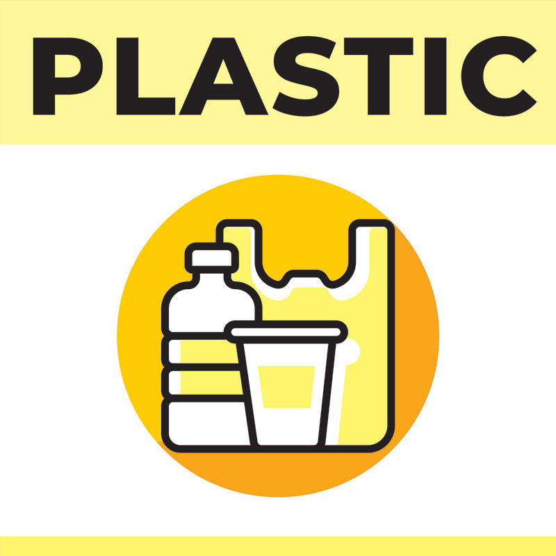 Stickere colectare selectiva a deseurilor "PLASTIC" (160 x 160 mm)
