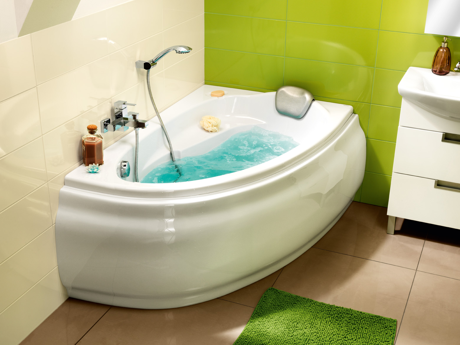 Сada de baie din acril CERSANIT Joanna 150 x 95 cm dreapta asimetrica (1030)