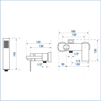 Baterie front pentru baie/dus DAS 02 SM27 (95042700)  SOBIME