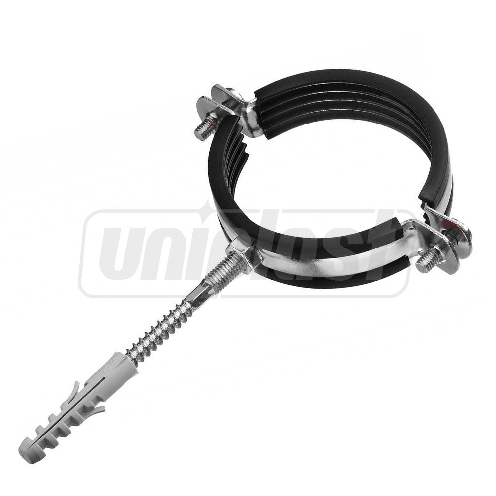 Colier metalic pentru teava cu garnitura din cauciuc si diblu (set) D.160 mm - 6" (159-166 mm) M10 K