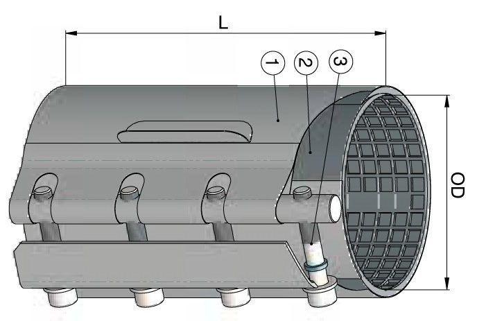 Colier reparatie D.223-229 PN16 L=300 mm (single band)  WATO
