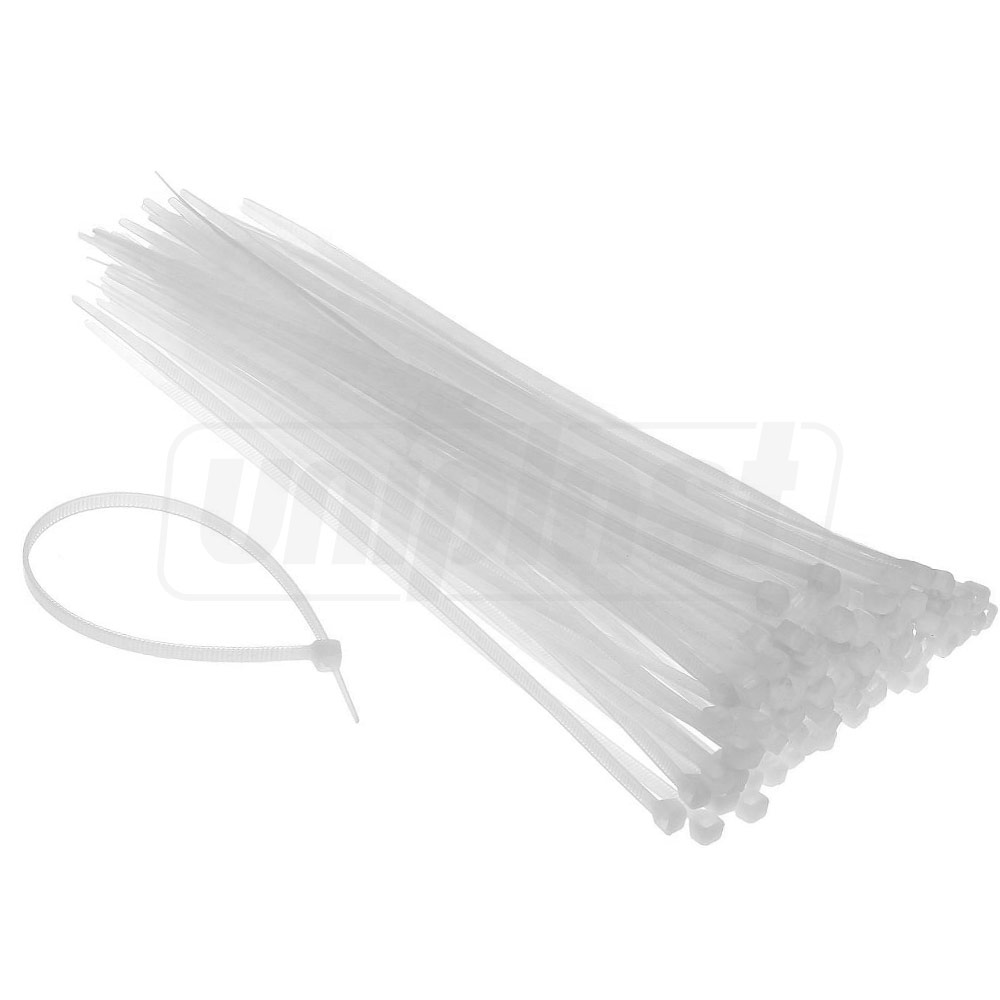 Coliere din nailon pentru cablu PL 5 x 200 mm (albe) (100 buc.)