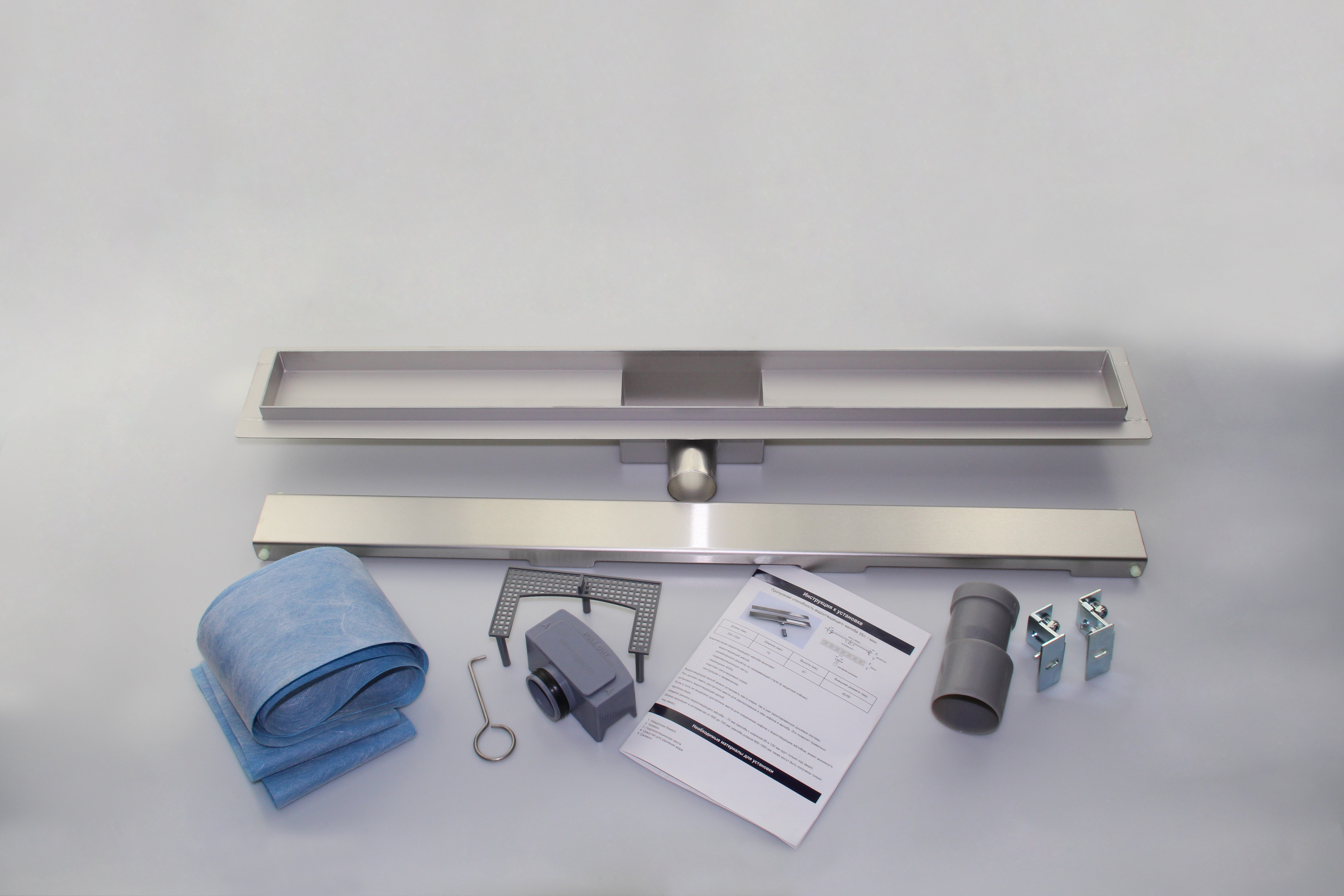 Rigola de dus lineara set 700 x 70 mm D. 50 x 90° SMOOTH (Otel Inox, neted) FLH40-A2 С15  UNIPLAST