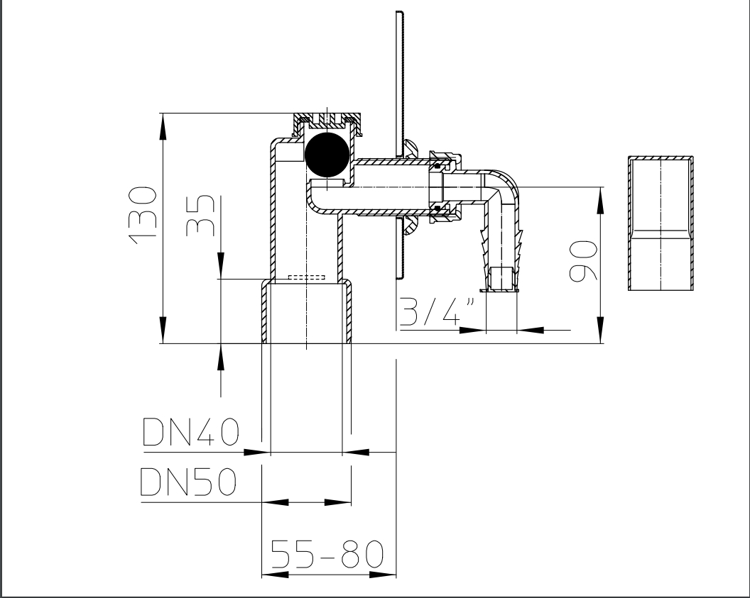 Sifon pentru masina de spalat cu supapa D. 40/50 HL 440  HL