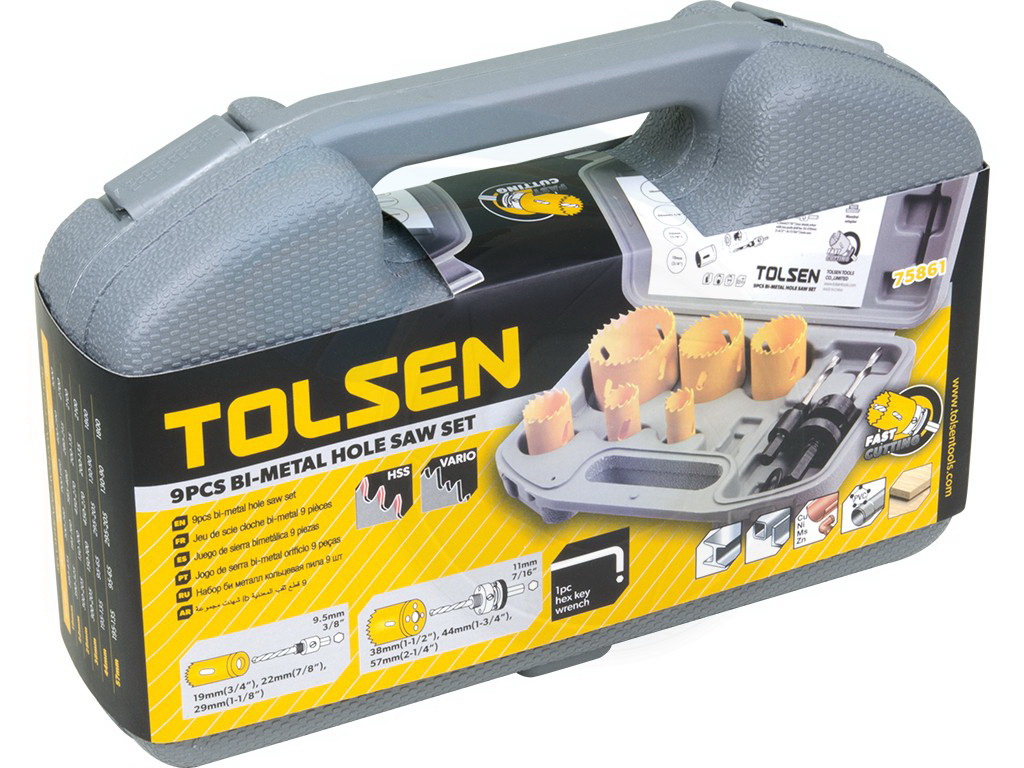 Set carote lemn  9 piese (19-57 mm)  TOLSEN
