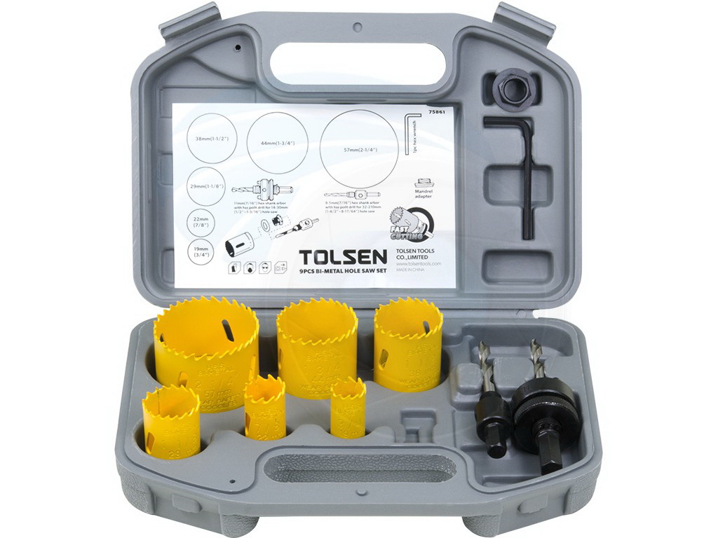 Set carote lemn  9 piese (19-57 mm)  TOLSEN