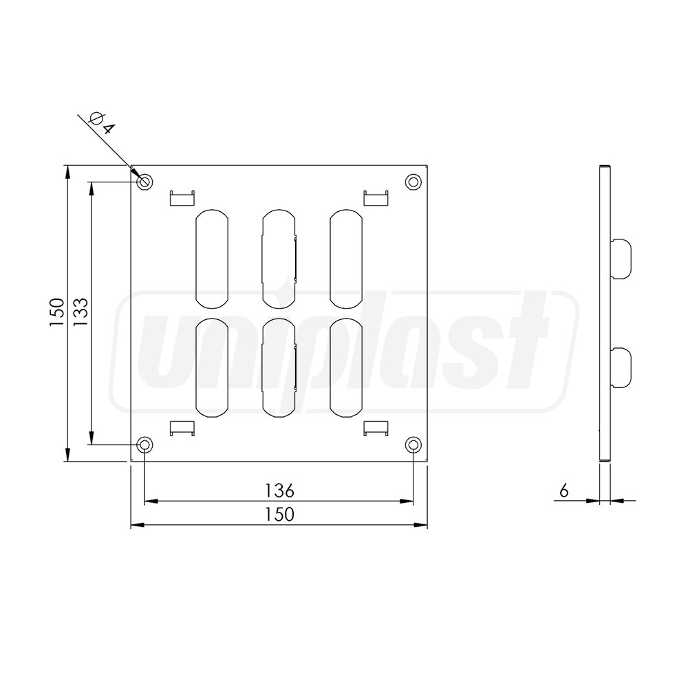 Grila ventilatie metal patrata 150 x 150 mm reglabila MR1515R  EUROPLAST