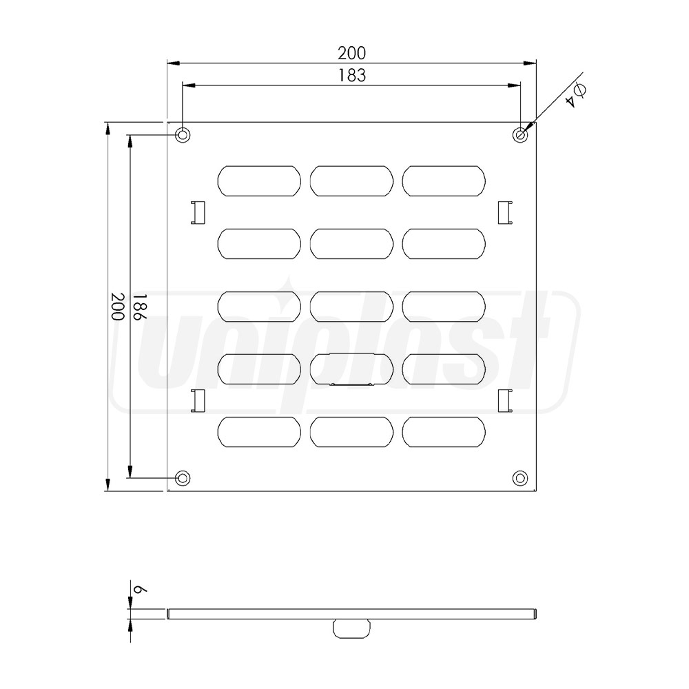 Grila ventilatie metal patrata 200 x 200 mm reglabila MR2020R  EUROPLAST
