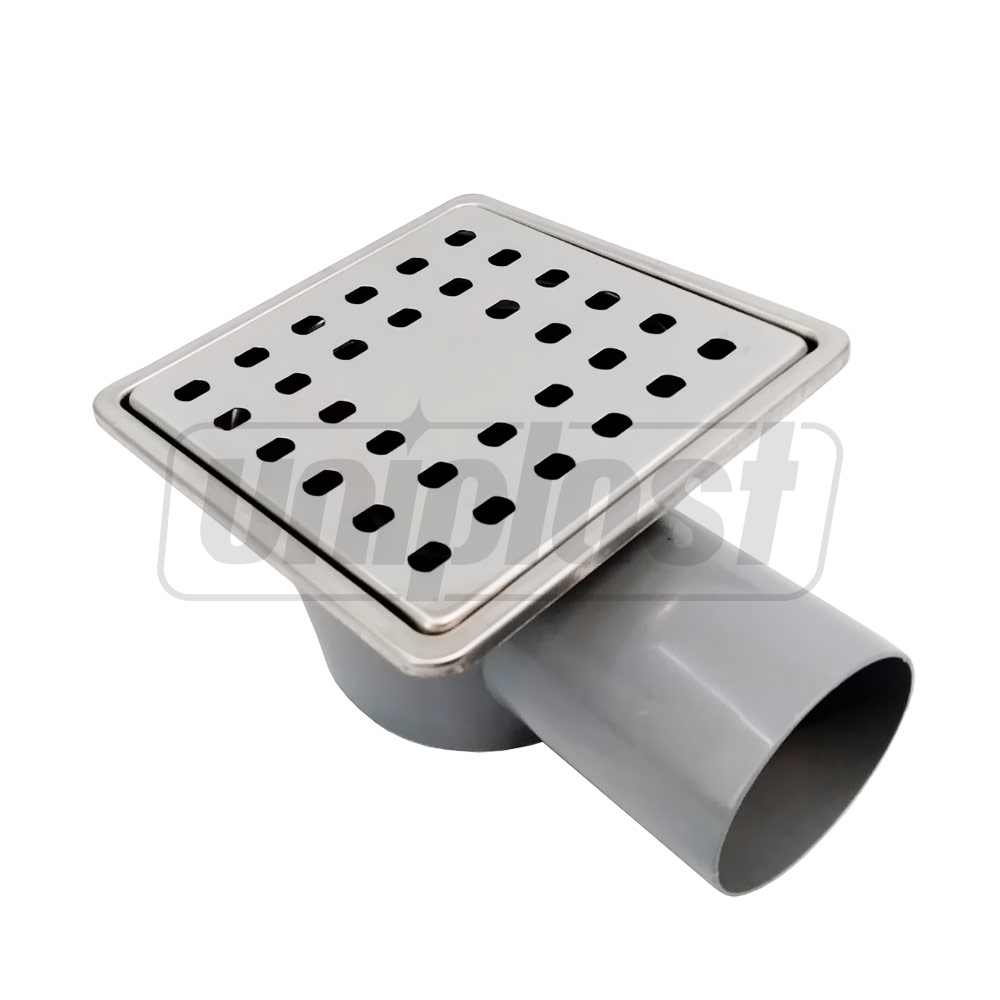 Sifon de pardoseala PP D. 50 x 90° orizontal (gri) (100 x 100 x 50 mm) cu grila si rama inox, ANTI-ODOR M-10-A  METLINE