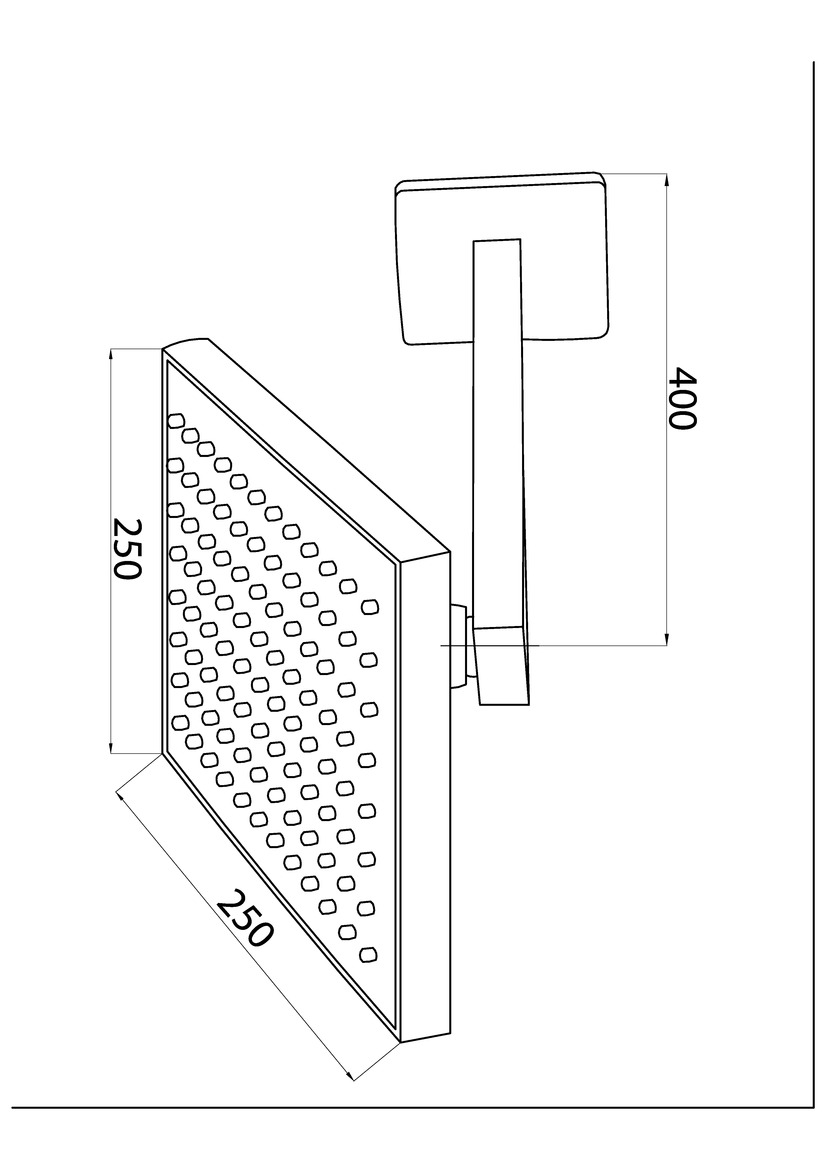 Cap de dus patrat 250 x 250 mm cu brat din perete ADS13  GPD
