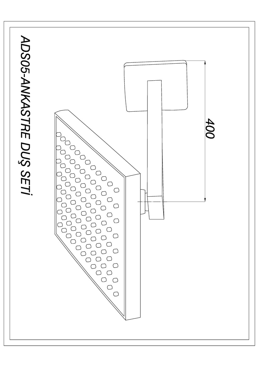 Cap de dus patrat 200 x 200 mm cu brat din perete ADS05  GPD