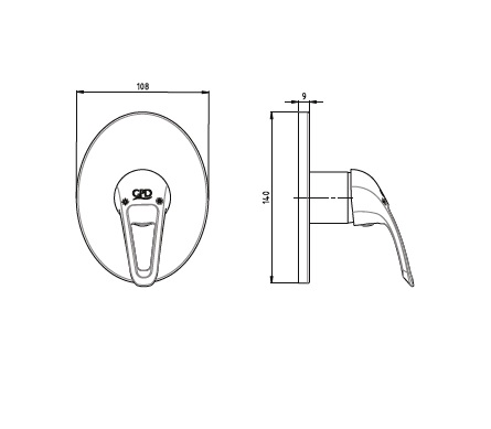 Baterie baie/dus pentru montare ascunsa Adrio (fara cartus) SUD120  GPD
