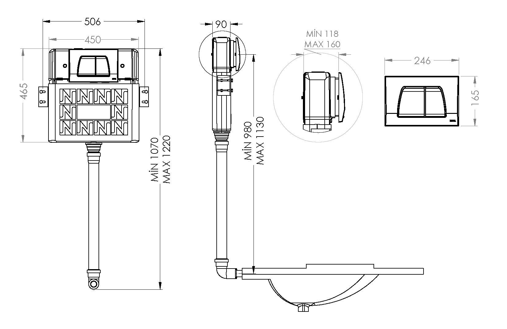 Instalatie pentru vas turcesc + clapa RZV02  GPD