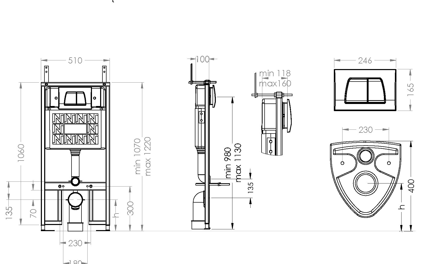 Rezervor incastrat pentru vas WC suspendat 3/6 l Silent RZV03  GPD