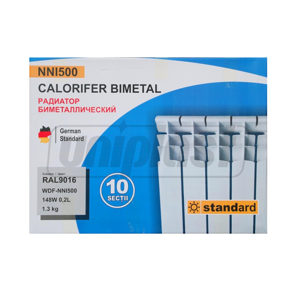 Calorifer bimetal 560x80x80 mm WDF-NNI500 148 W, 0.2 L, 1.3 kg