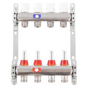 Distribuitor cu debitmetru inox complet D. 1" x 3/4"  4 cai PN6  ITAP