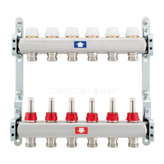 Distribuitor cu debitmetru inox complet D. 1" x 3/4" 12 cai PN6  ITAP