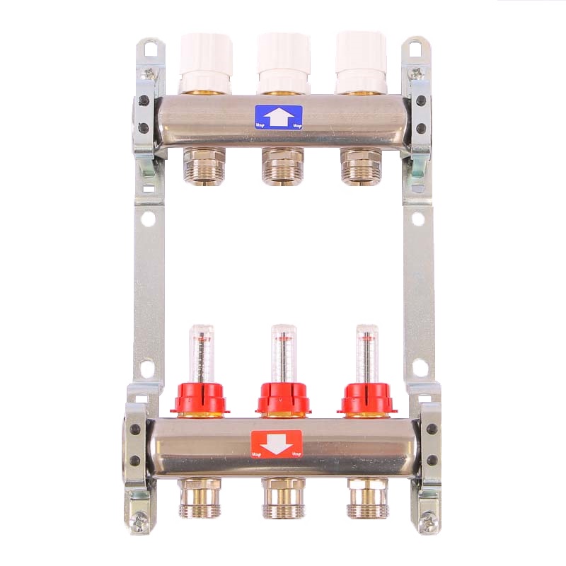 Distribuitor cu debitmetru inox complet D. 1" x 3/4"  3 cai PN6  ITAP